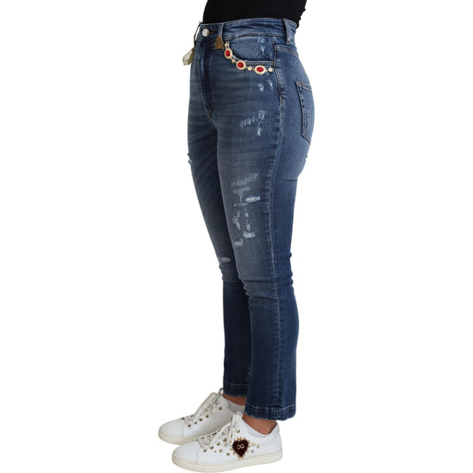 Embellished High Waist Skinny Denim Jeans