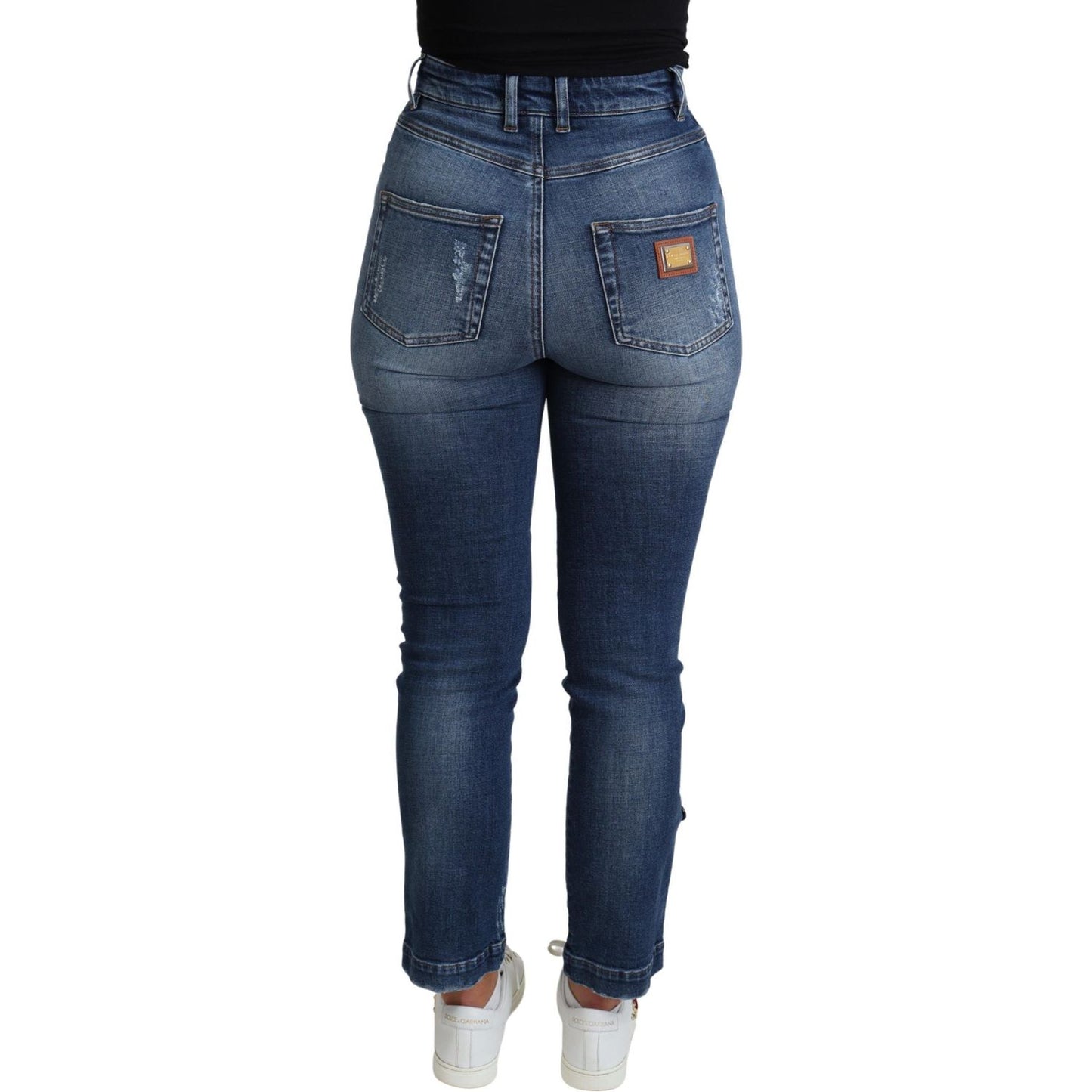 Embellished High Waist Skinny Denim Jeans