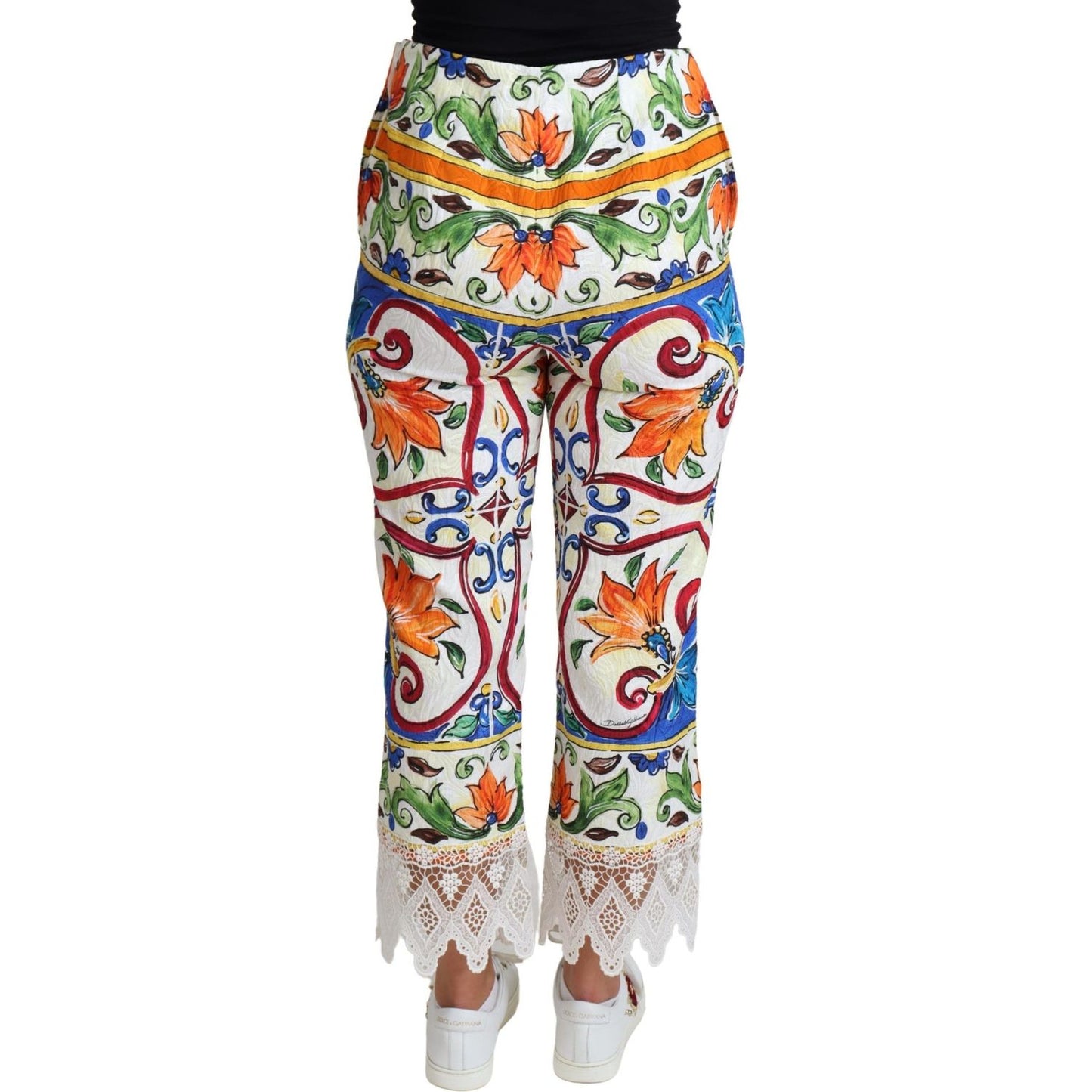Dolce & Gabbana Multicolor Majolica Print Trouser Cotton Pants