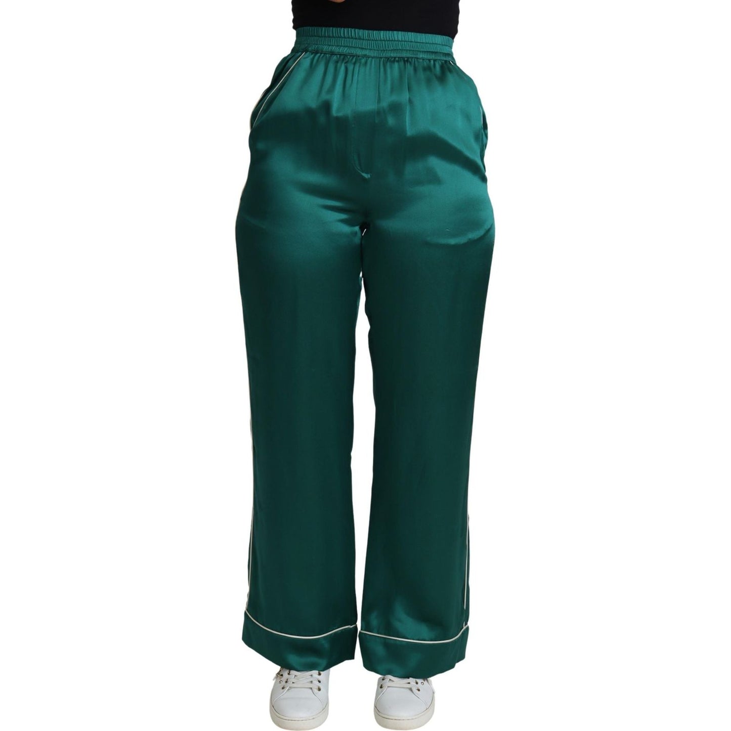 Exquisite Silk Pajama Trousers in Lush Green