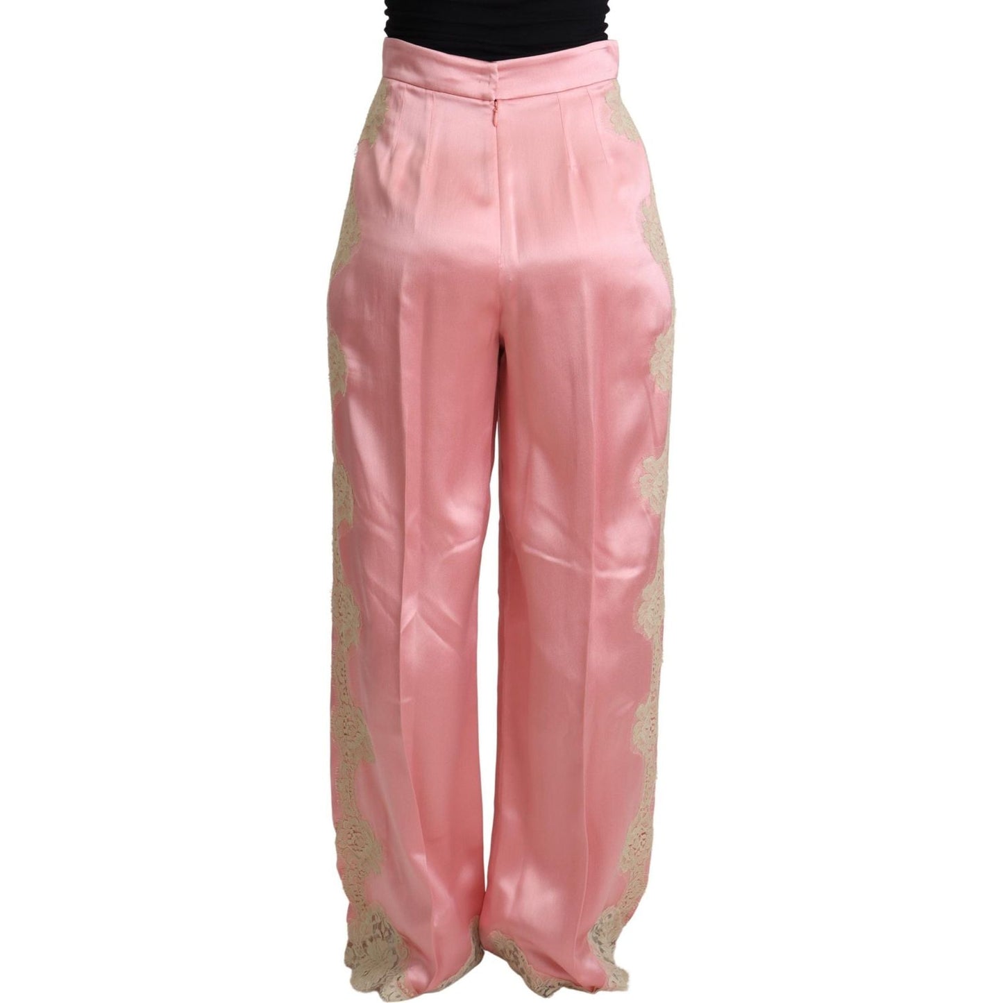 Silk Blend Satin Wide-Leg Pants in Pink