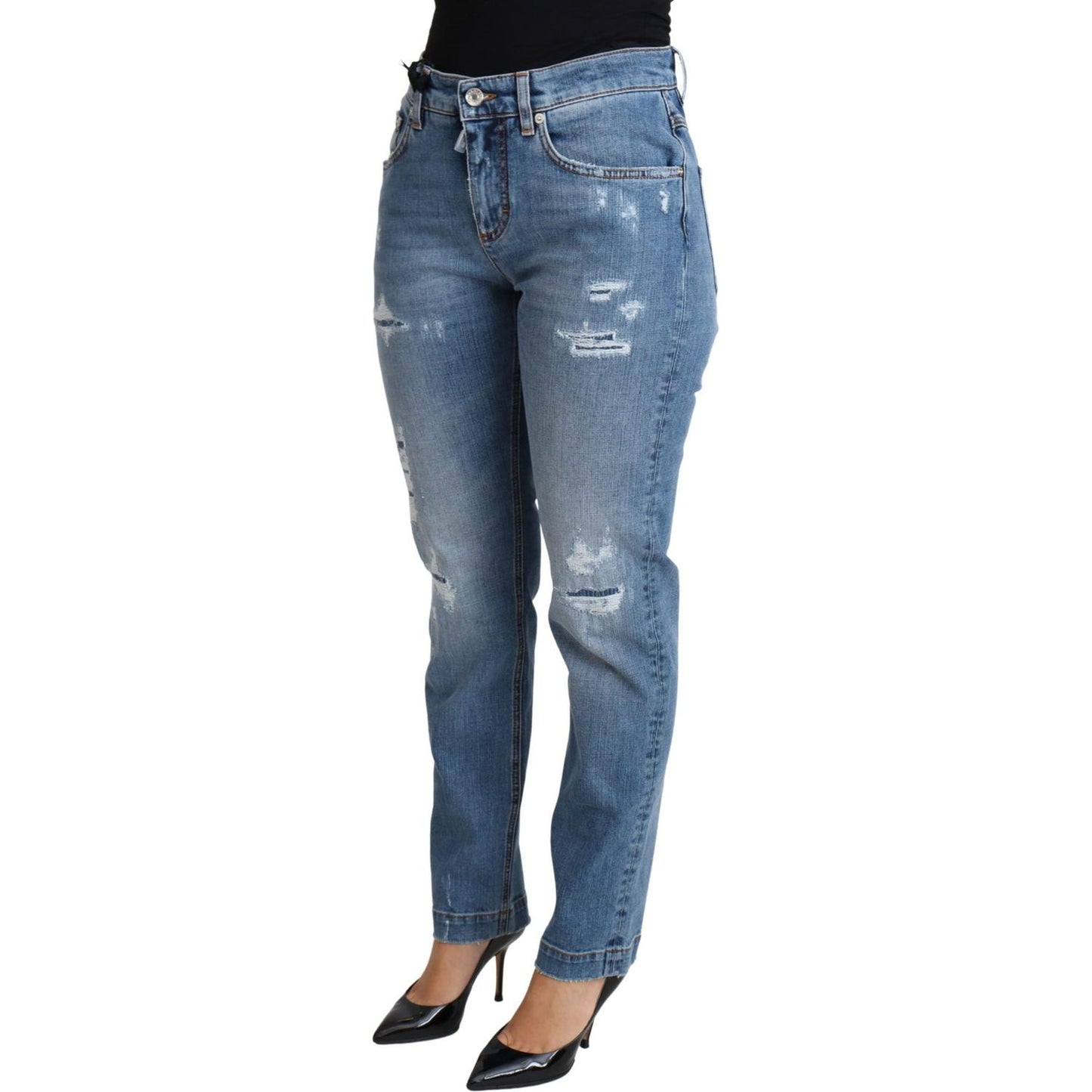 Chic High-Waisted Tattered Skinny Jeans