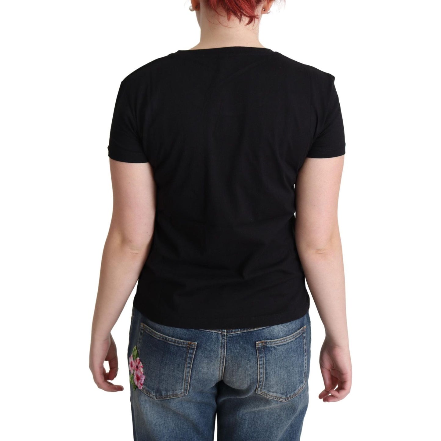 Moschino Black Cotton Come Play 4 Us Print Tops T-shirt