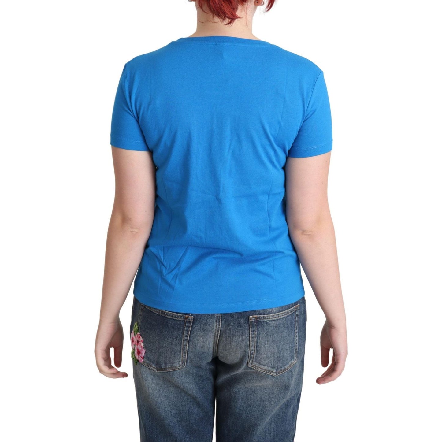 Moschino Blue Cotton Alphabet Letter Print Tops