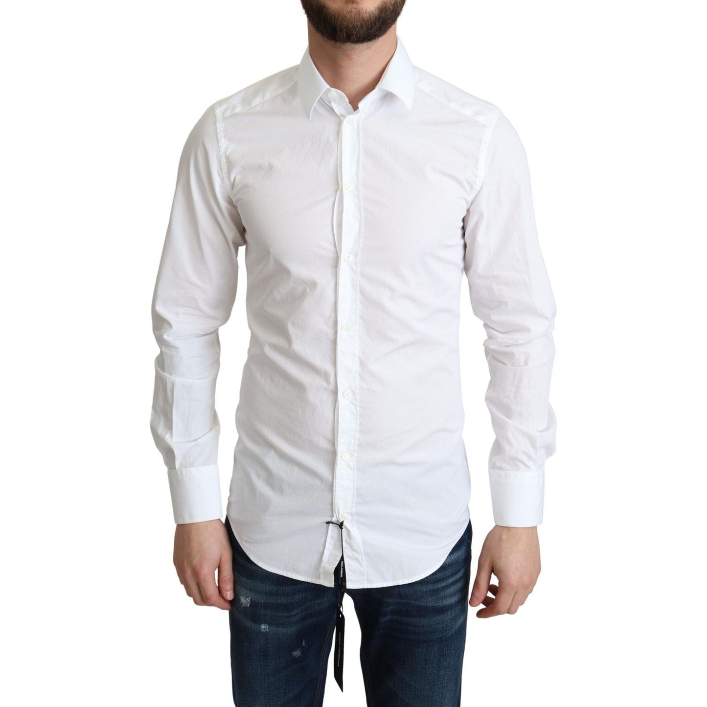 Elegant White Cotton Dress Shirt