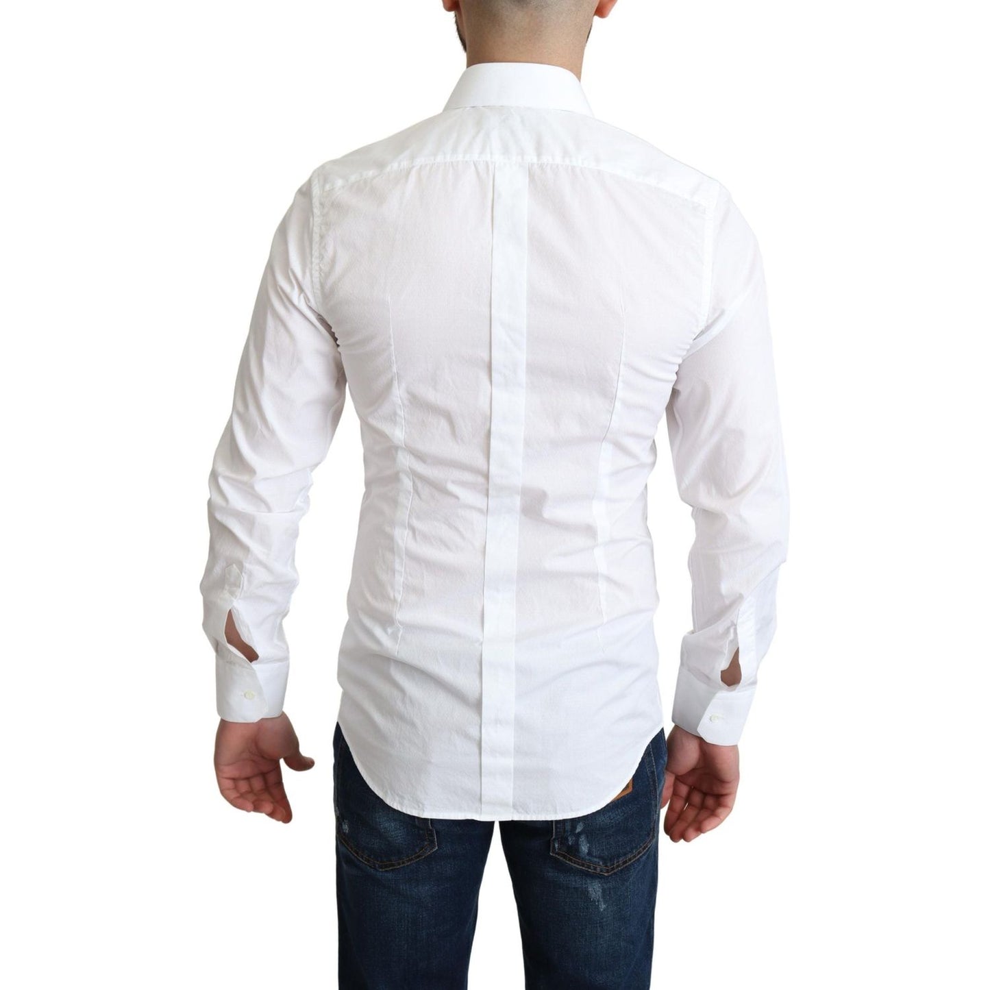 Elegant White Cotton Dress Shirt