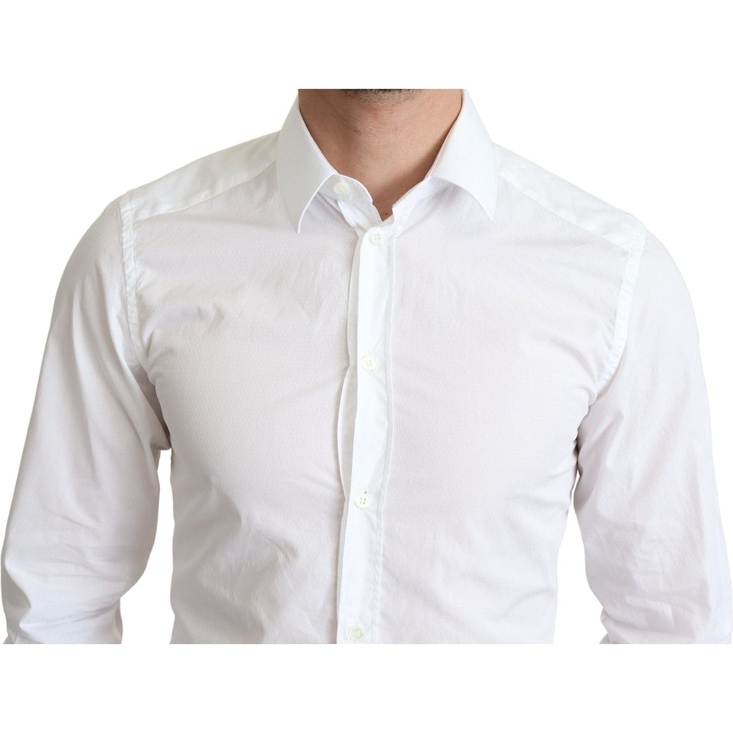 Elegant White Cotton Dress Shirt