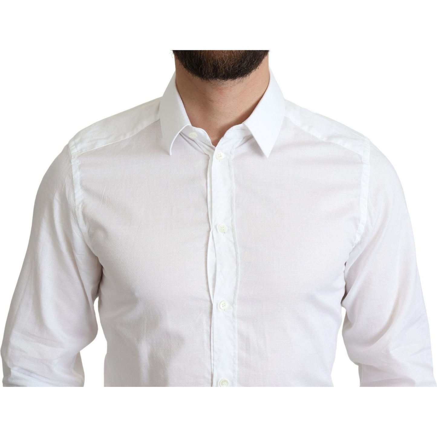 Elegant White Cotton Dress Shirt Slim Fit