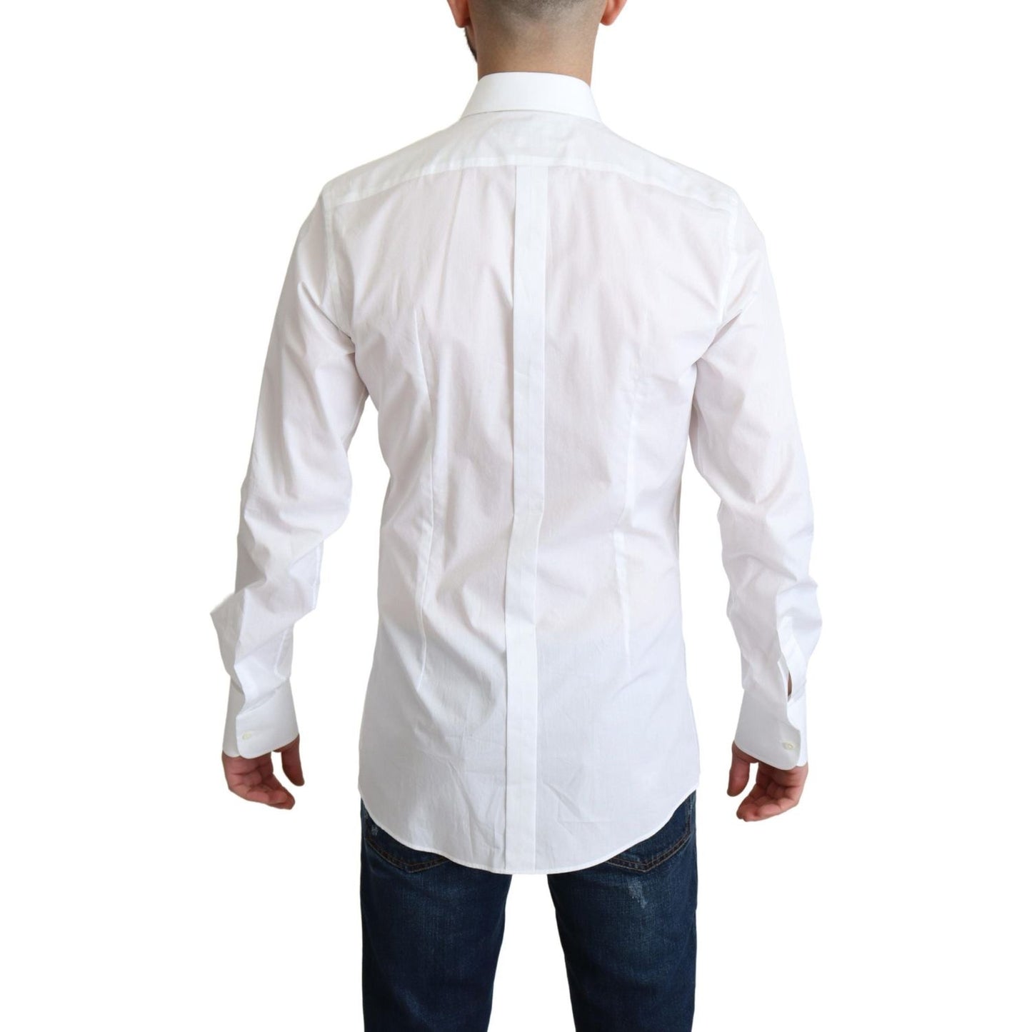 Dolce & Gabbana White Bib Cotton Poplin Men Formal Shirt