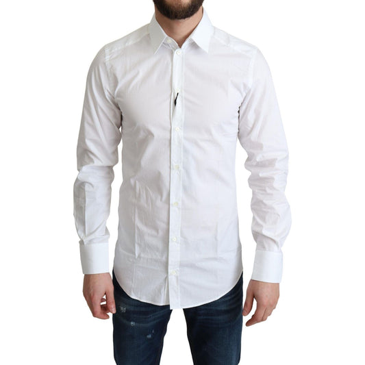 Elegant White Cotton Dress Shirt