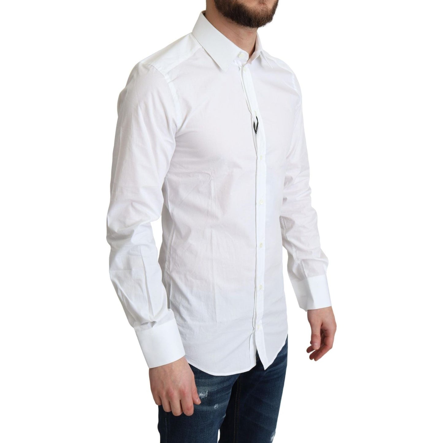 Elegant White Cotton Dress Shirt