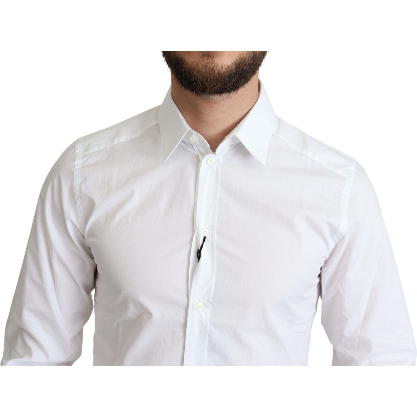 Elegant White Cotton Dress Shirt