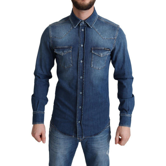 Elegant Denim Long Sleeve Casual Shirt