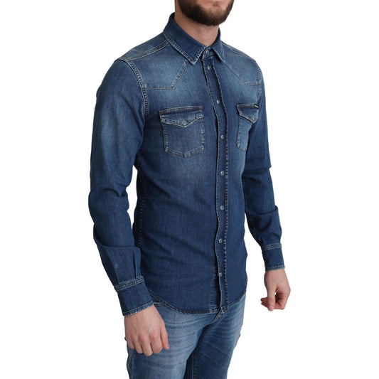 Elegant Denim Long Sleeve Casual Shirt