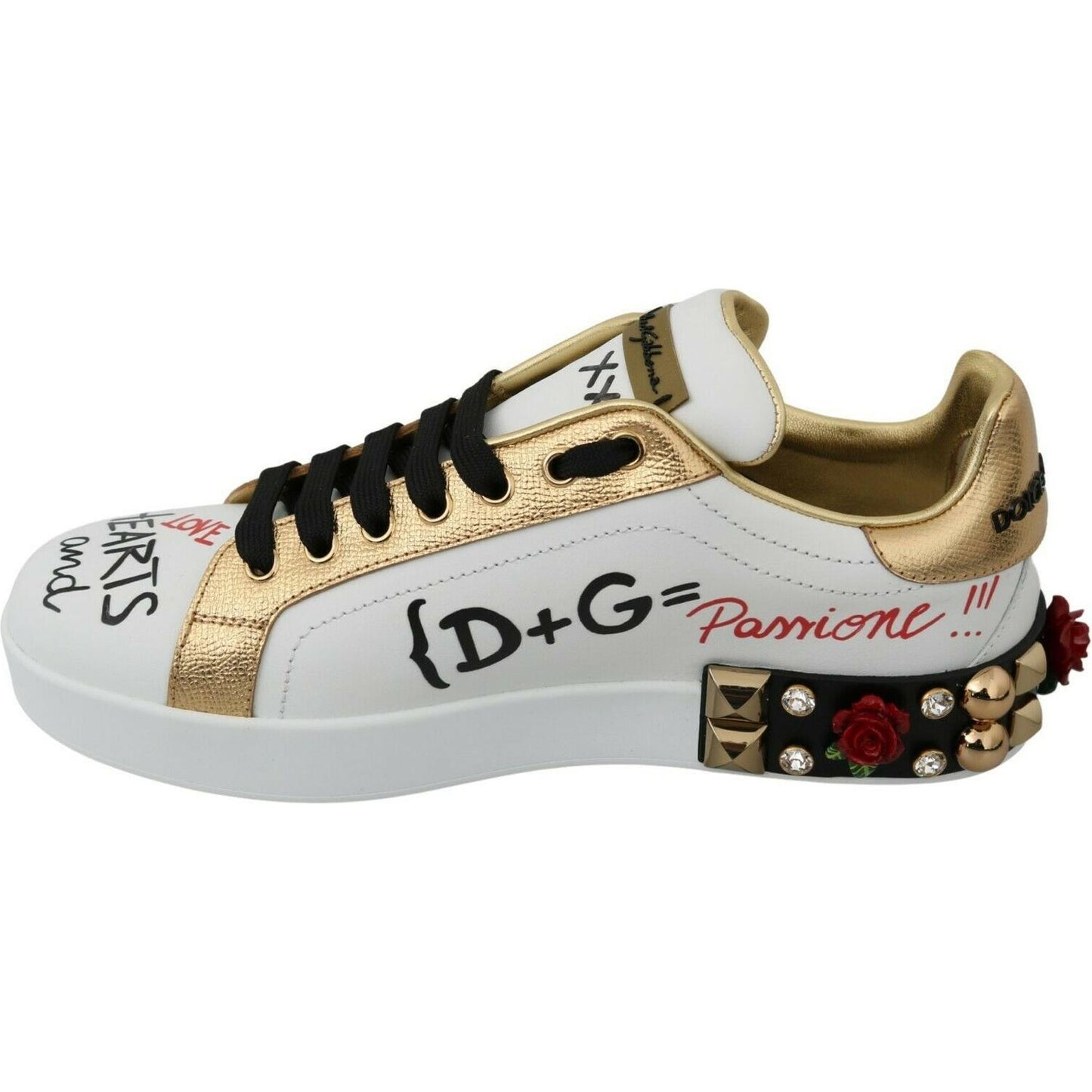 Elegant Sequined Floral Leather Sneakers