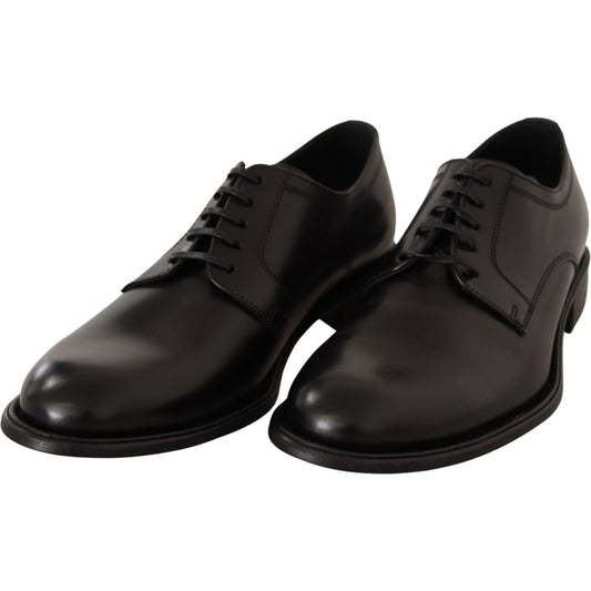 Elegant Black Leather Formal Derby Shoes