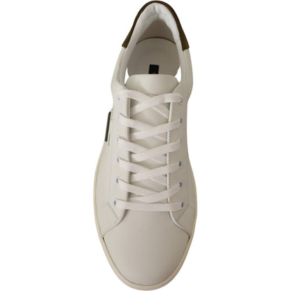 Dolce & Gabbana White Suede Leather Mens Low Tops Sneakers