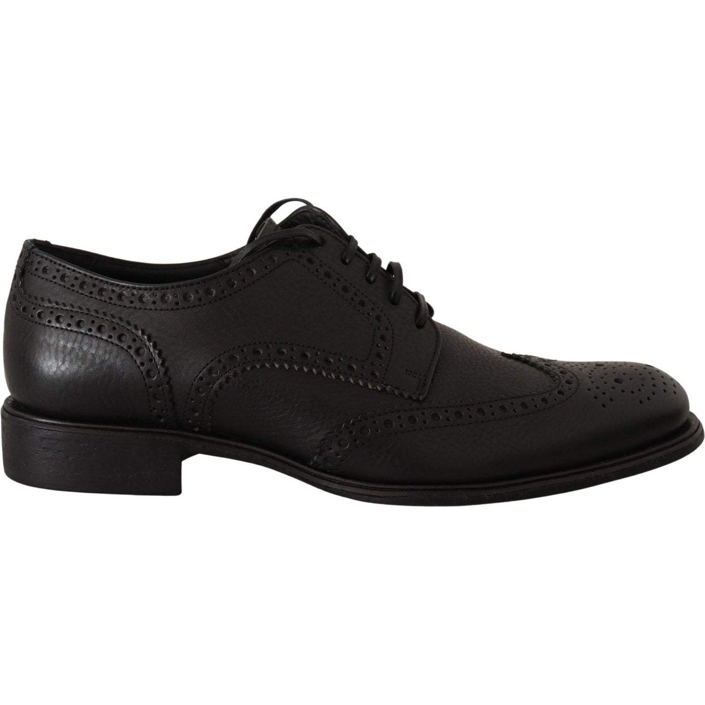 Elegant Black Leather Derby Wingtip Shoes