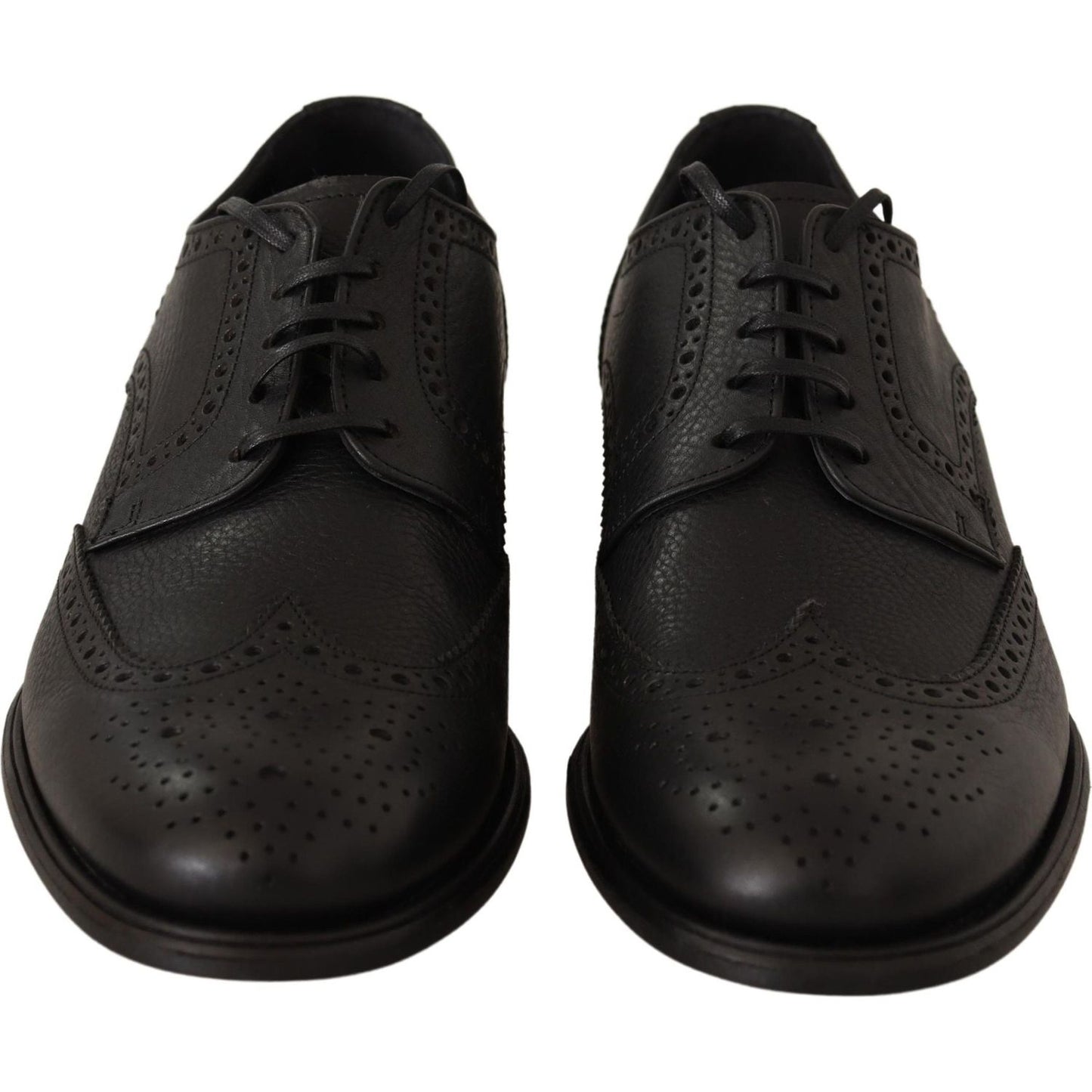 Elegant Black Leather Derby Wingtip Shoes