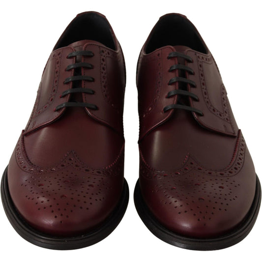 Dolce & Gabbana Elegant Bordeaux Leather Derby Shoes Dolce & Gabbana