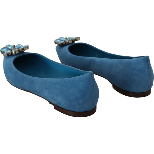 Elegant Crystal-Embellished Suede Flats