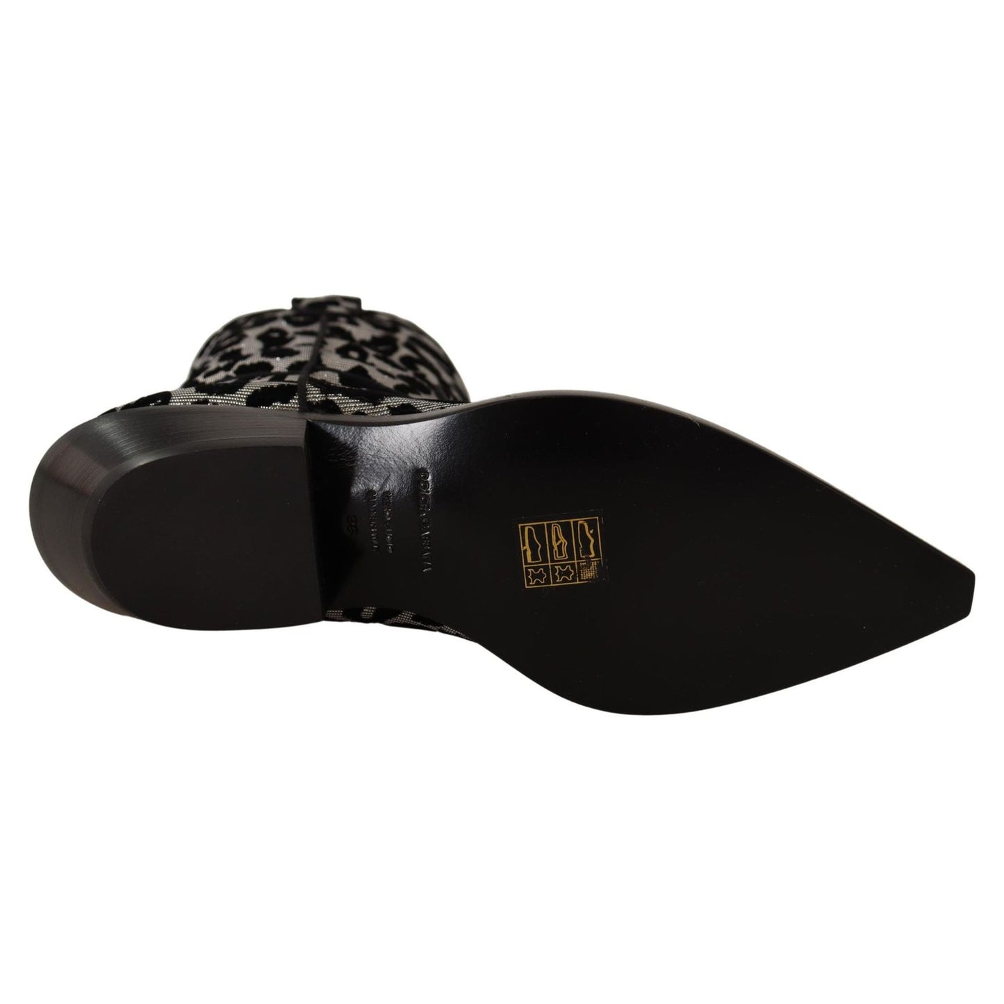 Dolce & Gabbana Gray Black Leopard Cowboy Boots Shoes