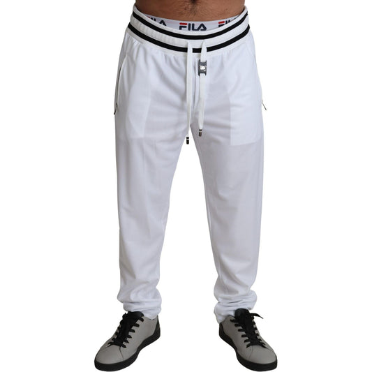 Dolce & Gabbana Elegant White Jogging Pants with Logo Patch Dolce & Gabbana