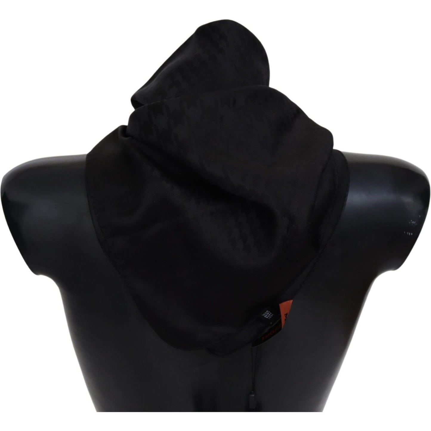 Elegant Black Wool Scarf with Logo Embroidery