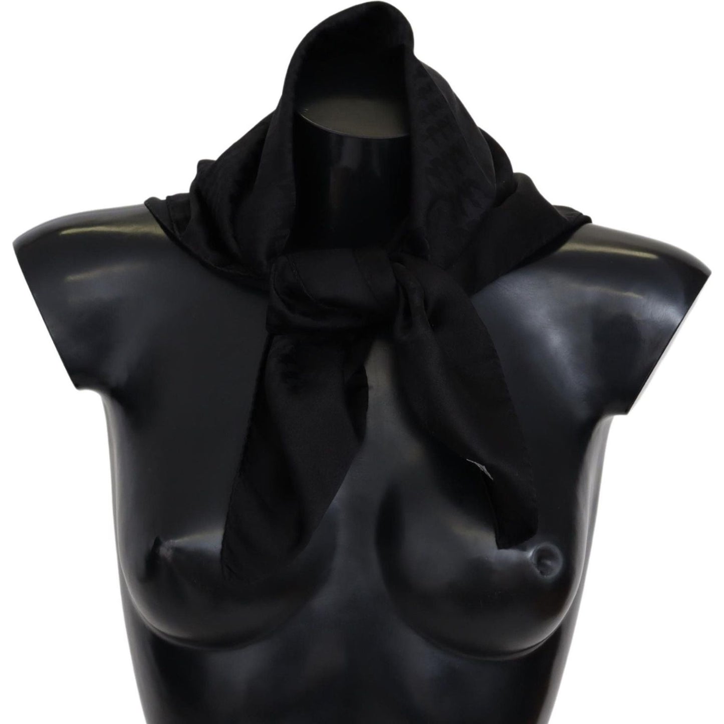 Elegant Black Wool Scarf with Logo Embroidery