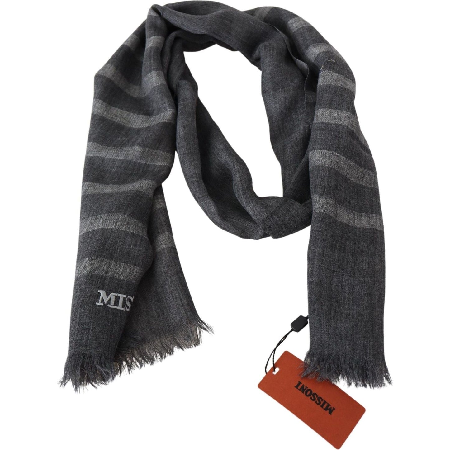 Elegant Unisex Wool Scarf with Logo Embroidery