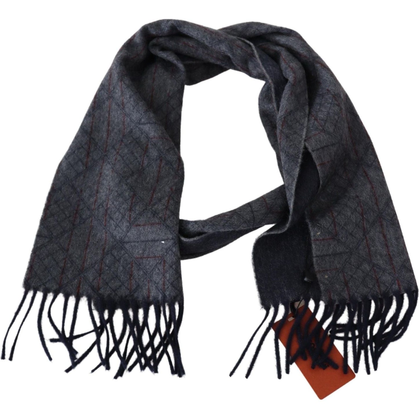 Elegant Cashmere Patterned Scarf with Logo Embroidery