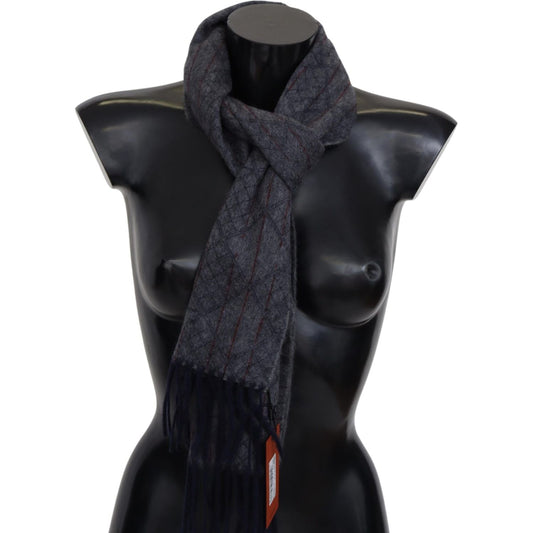 Elegant Cashmere Patterned Scarf with Logo Embroidery