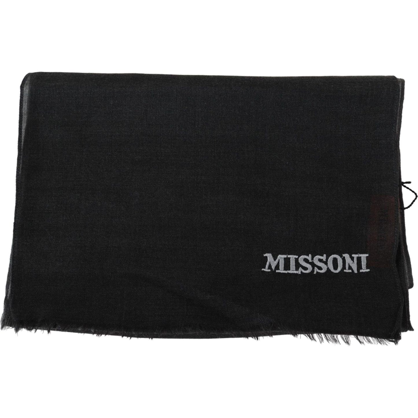 Elegant Black Wool Scarf with Fringes