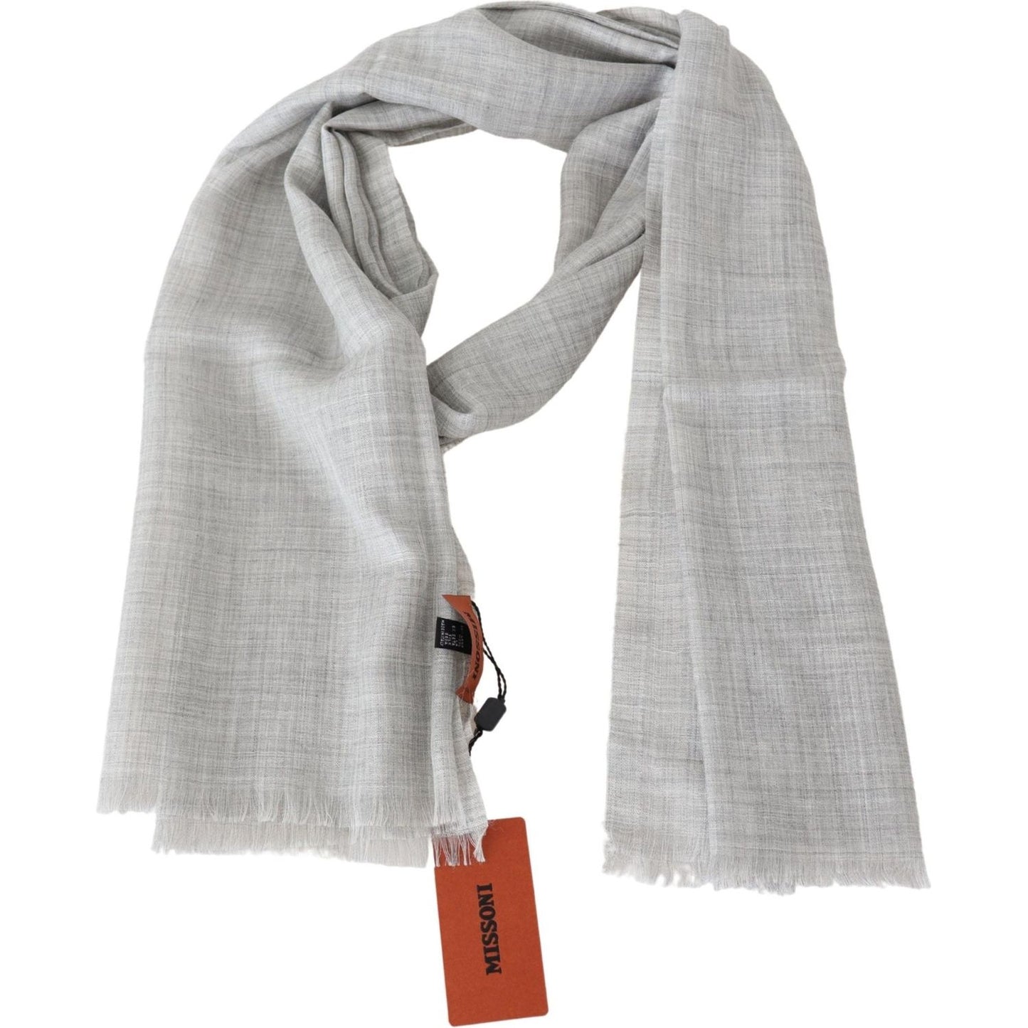 Elegant Beige Wool Silk Unisex Scarf