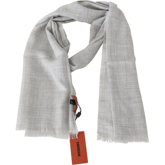 Elegant Beige Wool Silk Unisex Scarf