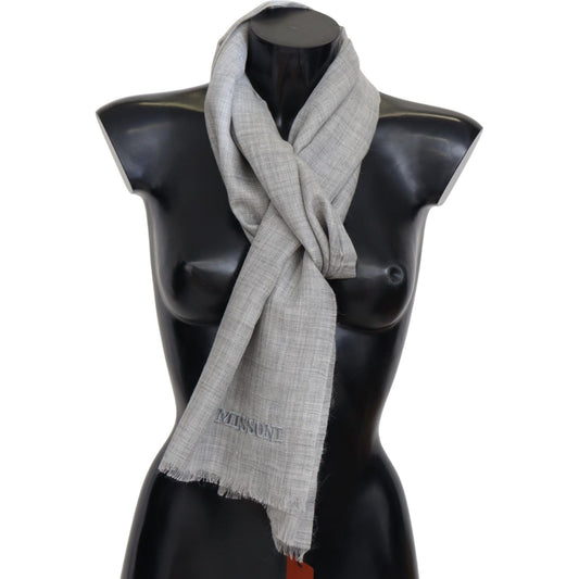 Elegant Beige Wool Silk Unisex Scarf