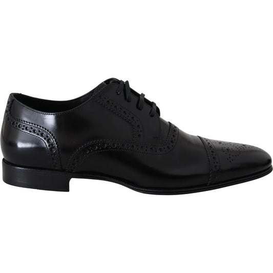 Elegant Black Leather Formal Derby Shoes