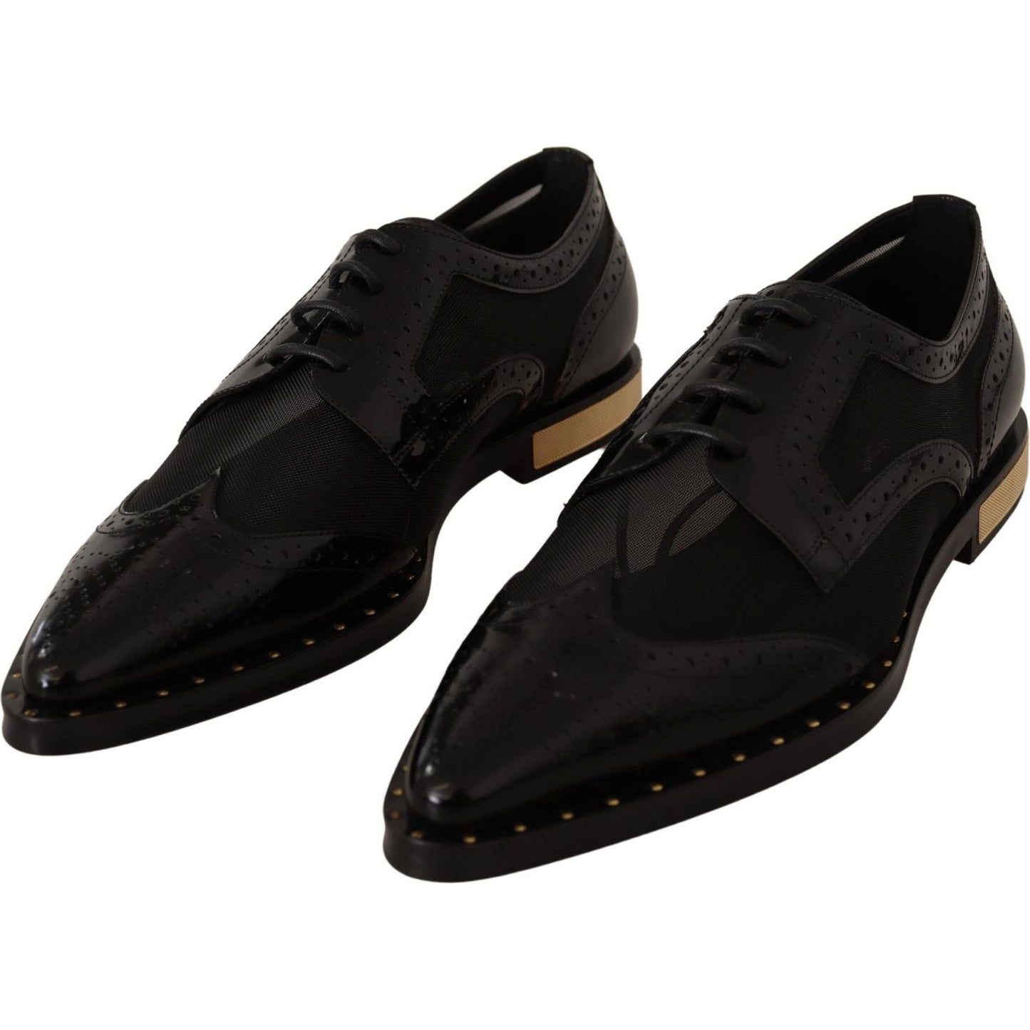 Elegant Gold-Trimmed Black Oxford Lace-Ups