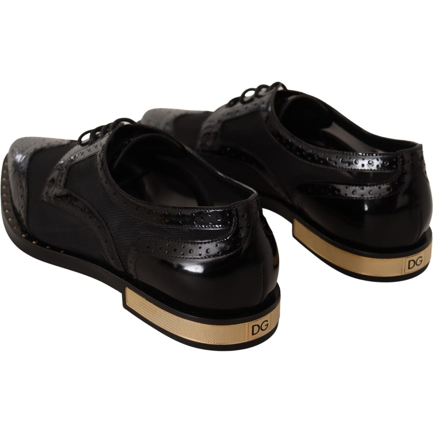 Elegant Gold-Trimmed Black Oxford Lace-Ups