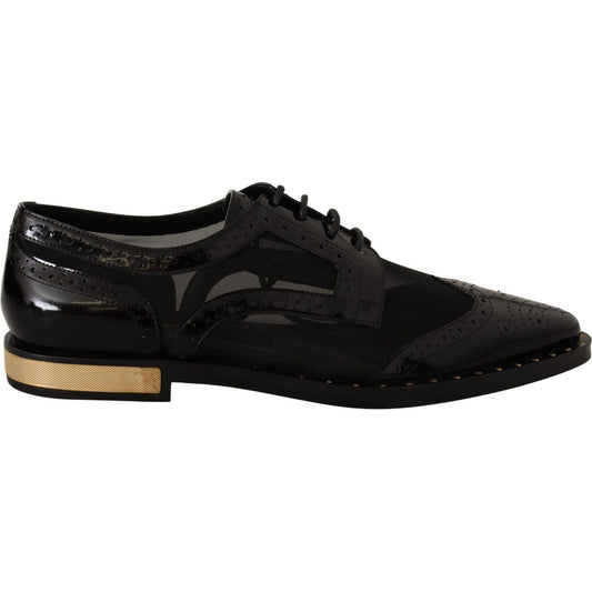 Elegant Gold-Trimmed Black Oxford Lace-Ups