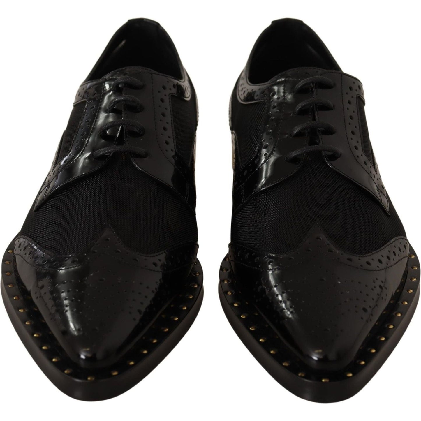 Elegant Gold-Trimmed Black Oxford Lace-Ups