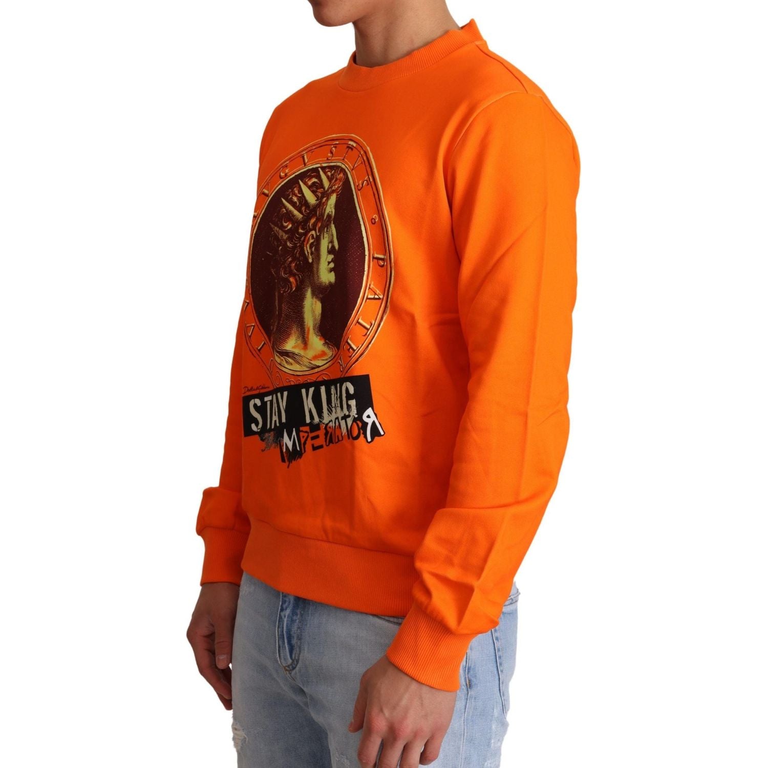 Dolce & Gabbana Orange King Ceasar Cotton Pullover Sweater