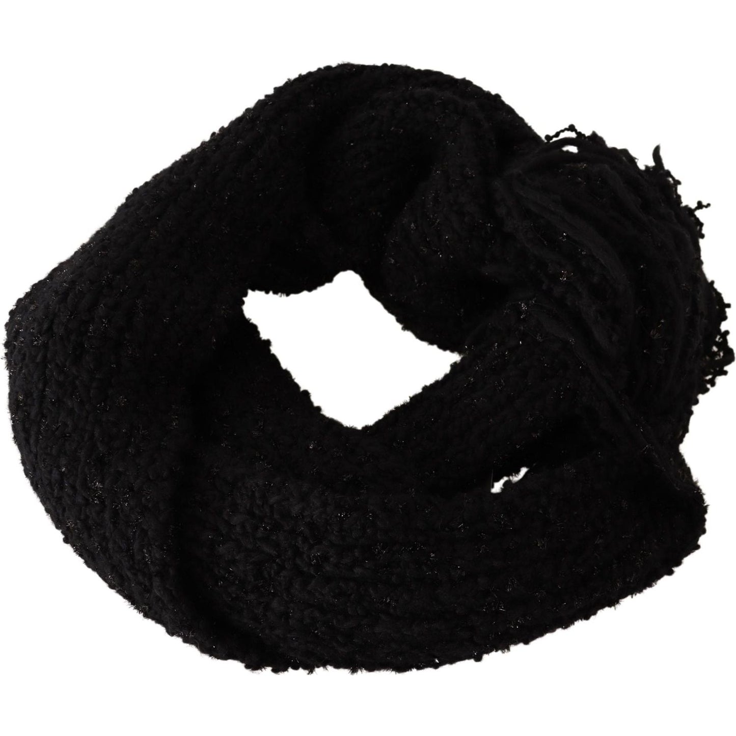 Elegant Black Wool-Blend Designer Scarf