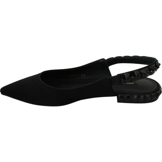 Elegant Silk Blend Slingback Flats with Crystals