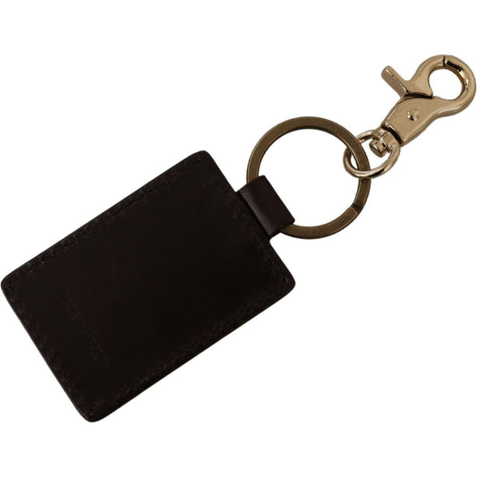 Elegant Unisex Leather Keyring with Gold Detail