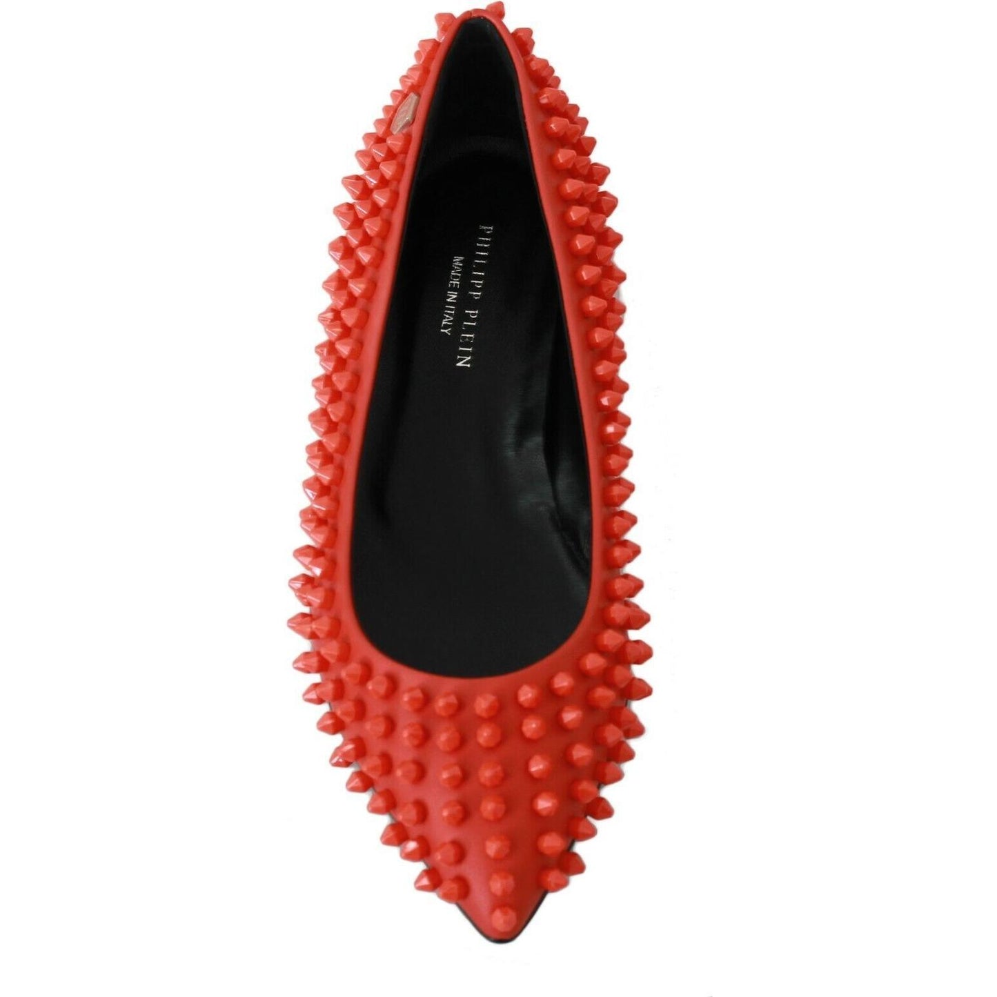 Vibrant Orange Pointed Leather Flats