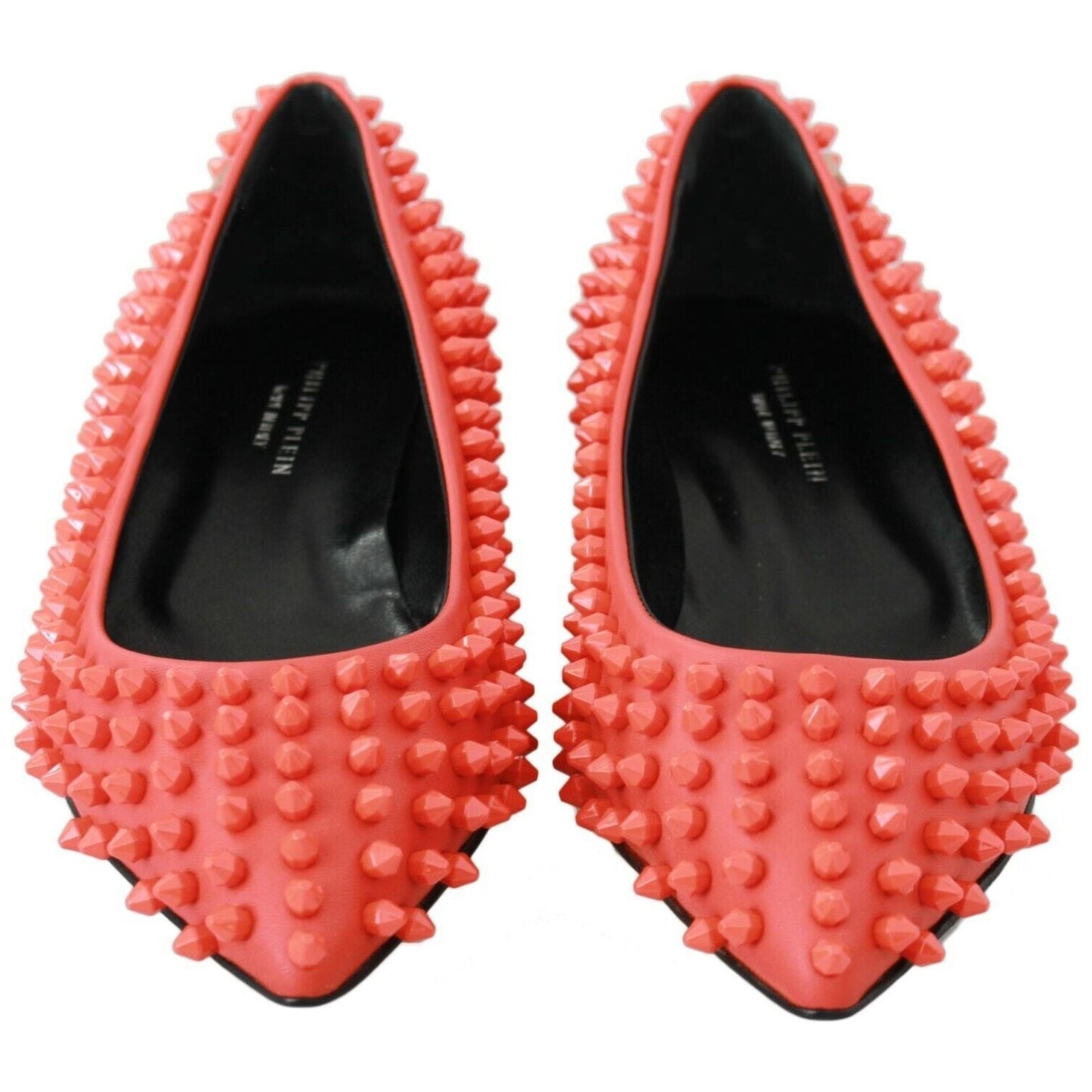 Vibrant Orange Pointed Leather Flats