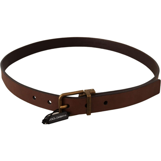 Elegant Brown Leather Belt with Gold Buckle