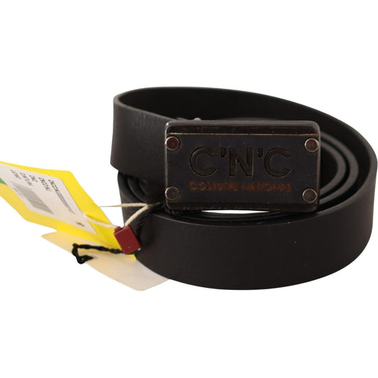 Elegant Black Leather Waist Belt