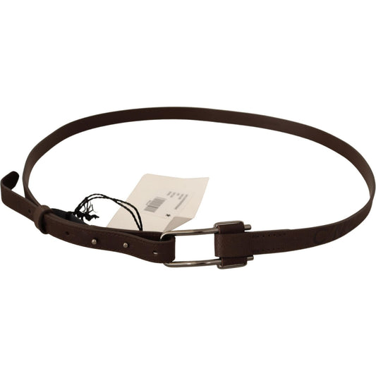 Elegant Brown Fashion Belt with Silver-Tone Buckle